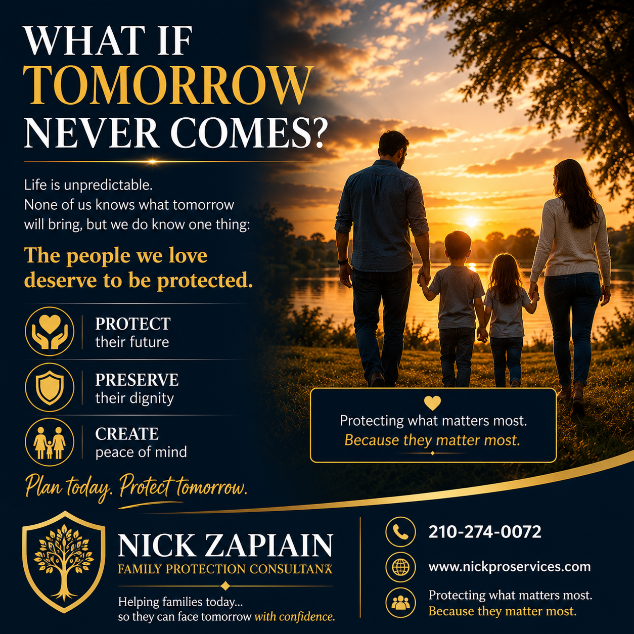 English-language family protection and insurance advertisement